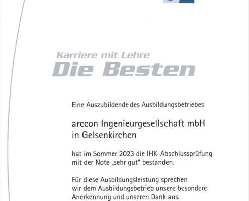 Arccon Auszubildende, IHK Auszeichnung Beste, Ausbildung