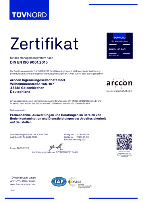 ISO-Zertifizierungen, Tüv Managementsystem arccon